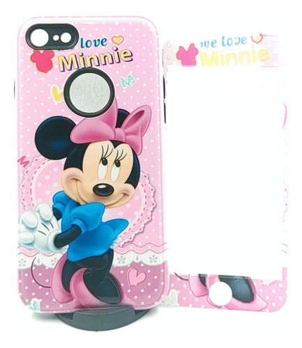 Case Minnie Mouse+ Mica Cristal Para iPhone SE 2020 / 7 / 8 