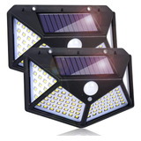 Aplique Focos Solares X2 100 Led Con Sensor De Movimiento