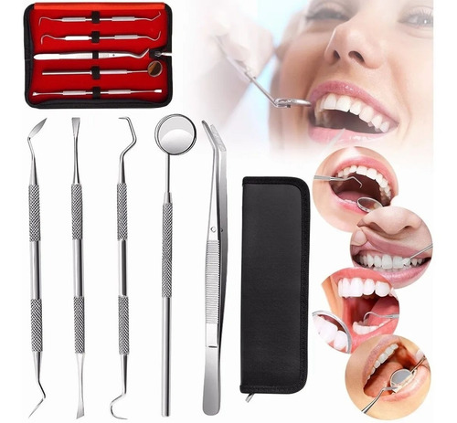 Set De 5 Herramienta De Limpieza Dientes Acero Inoxidable