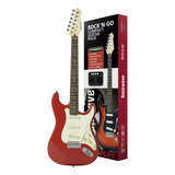 Kit Guitarra Rockwave Strinberg Strato Rgk50 Rd Vermelho