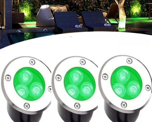 3  Balizador Luminária Led Chão Piso 3w Blindado Verde  Azul