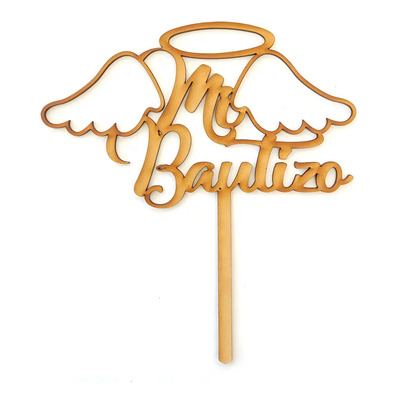 Letrero Pastel Topper Cake Mi Bautizo Comunión Confirmación Color Natural | Meses sin interés