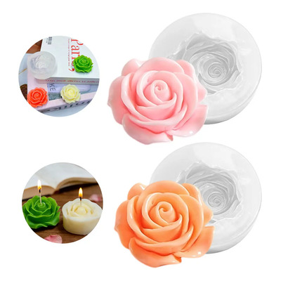 2 Moldes De Silicona Con Forma De Flor Rosa Para Velas, Repo