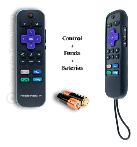 Control Remoto Hisense Para Roku Tv Original+ Funda + Pila