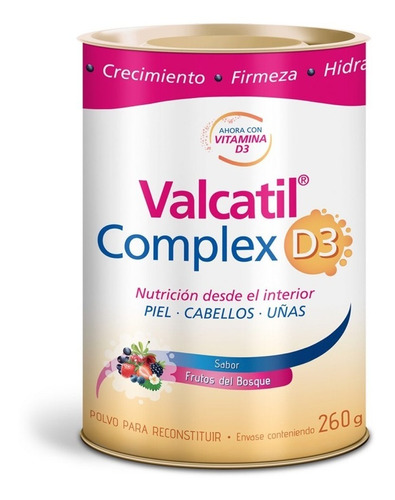 Valcatil Complex D3 Nutrición Piel Cabellos Uñas Lata 260g 