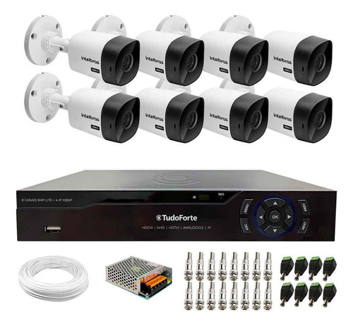 Kit 8 Câmeras Intelbras Vhc 1120 B Hd + Dvr 8 Canais