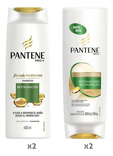 Pack Pantene Restauración 2 Shampoo 400ml + 2 Bálsamo 400ml