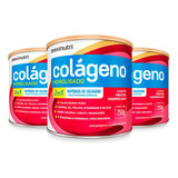 Kit 3 Colágeno Hidrolisado Em Pó Lata 250g Frutas Vermelhas