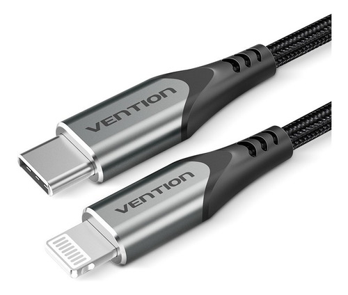 Cable Usb-c Para Lightning Y iPhone 2m Carga Rapida Vention Color Negro