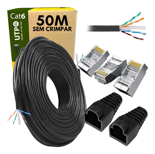 Cabo De Rede Cat6 Utp Internet Rj45-blindado 50 Metros