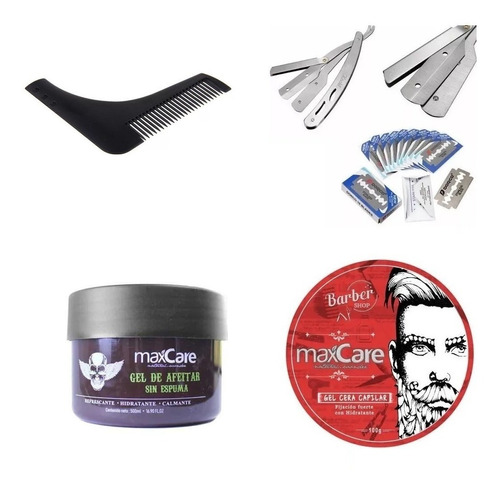 Kit Navaja De Afeitar A Elección Pro + Cera + Peine + Gel 