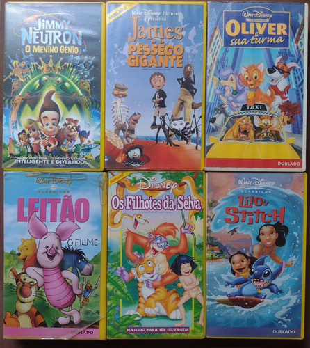 Fita Vhs Disney Leitão Jimmy Neutron Oliver Lote 6 Fitas