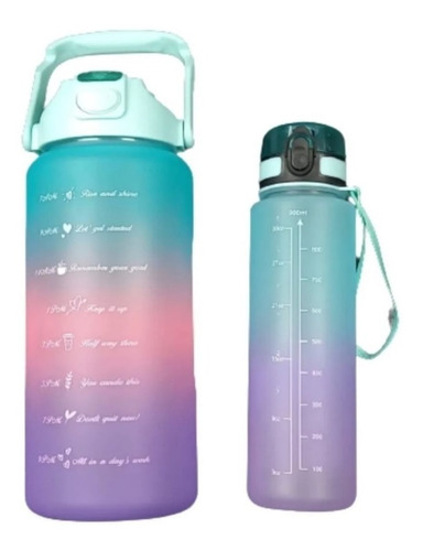 Termo Botella De Agua X 2 Motivacional Mas Sticker 2 Litros