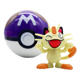 Figura De Meowth Con Pokebola - Pokémon - 4.5 Cm