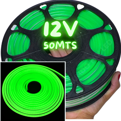 50mts Mangueira Neon Led Flexivel 6x12 12v Corte 2,5cm Verde