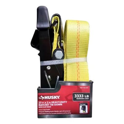 Correa De Trinquete Husky Amarilla 27ft Alta Resistencia 3333 Lb Uv Resistente Amarillo
