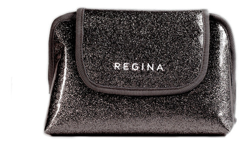 Neceser Porta Cosmeticos Regina #201 Organizador De Viaje Color Negro Diseño De La Tela Glitter