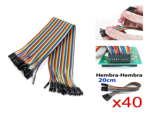 Pack 40 Cables De 20cm  Hembra-hembra  Arduino, Protoboard