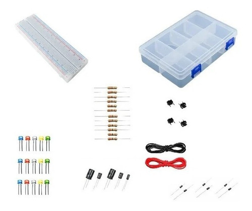 Kit Inicio Estudiante Electronica Caja Proto Leds Resistor