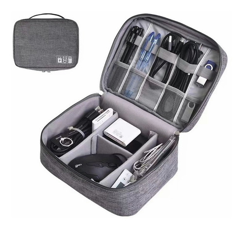 Bolsa Organizadora De Cables Universal De Viaje Impermeable Color Gris