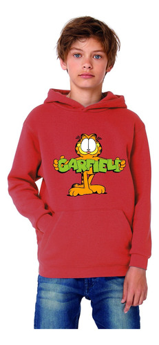 Polerón Canguro Capucha Gato Garfield Estampada Dtf Cod 001