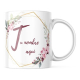 Taza Café Nombre Personalizado Vintage Retro Flores 11 Oz