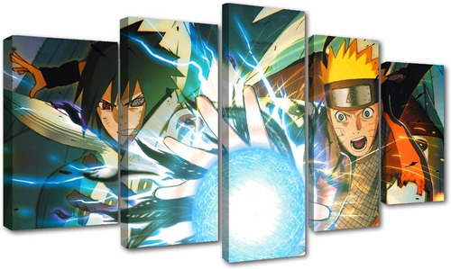 5 Cuadros Canvas Anime Naruto Rasengan Sasuke Arte 100x56cm