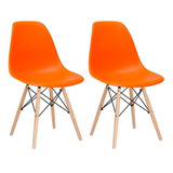 Kit 2 Cadeiras Charles Eames Cozinha Wood Eiffel Dsw Av Cor Da Estrutura Da Cadeira Laranja