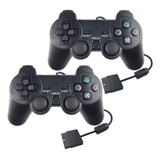 Kit 2 Controles Manete Com Fio Compatível Ps2 Playstation2