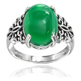 Anillo Ovalado Inspirado En Bali Oxidado De Jade Verde De Im