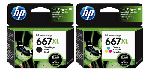 Kit Cartucho Hp 667 667xl Deskjet 2776 Black E Color