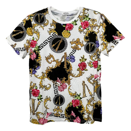 Playera Estampada Con Rosas Y Diamantes