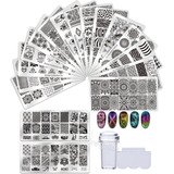 Kit De Placa Metal Para Stamping Sello Decoración Nail Art