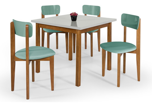 Conjunto Jantar Elisa (mesa 90cm + 4 Cadeiras Menta)