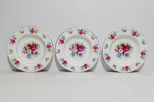 Juego 3 Platos Hondos Porcelana Paragon Queen Elizabeth 23cm