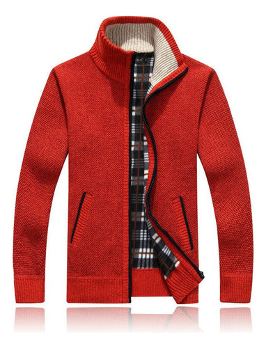 Suéter Tricot Grosso Masculino Cardigan Manga Longa Inverno