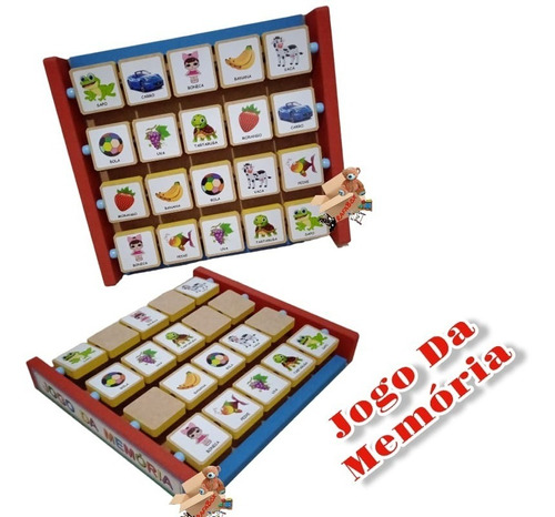 Brinquedo Pedagógico Madeira Jogo Da Memória Girar Premium