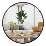 Arcus Home Espejo Redondo Negro Circular De 24 Pulgadas Con