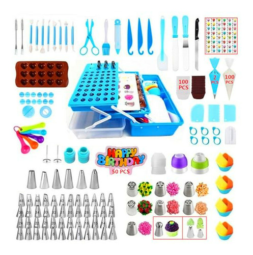 Kit Decoración De Pasteles Con 387 Pcs: 64 Boquillas, 102 Ma