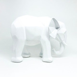 Escultura Elefante 3d Branco - Grande