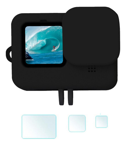 Capa Silicone + Película Lente Para Gopro Hero 9 10 11 Black