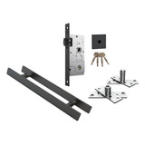 Kit Porta Pivotante Puxador 80cm + Rolete Tetra + Dobradiça