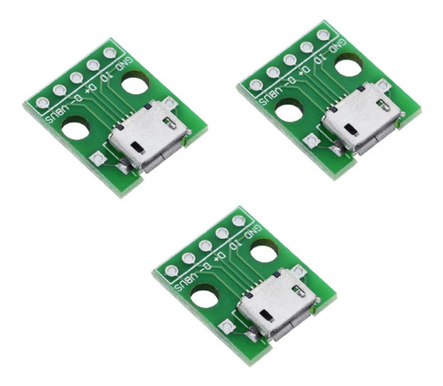 Conector Ficha Micro Usb Hembra Dip 2.54mm En Pcb - Pack X 3