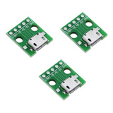 Conector Ficha Micro Usb Hembra Dip 2.54mm En Pcb - Pack X 3