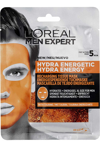 Mascarilla Loréal Men Expert En Tela Hydra Energetic