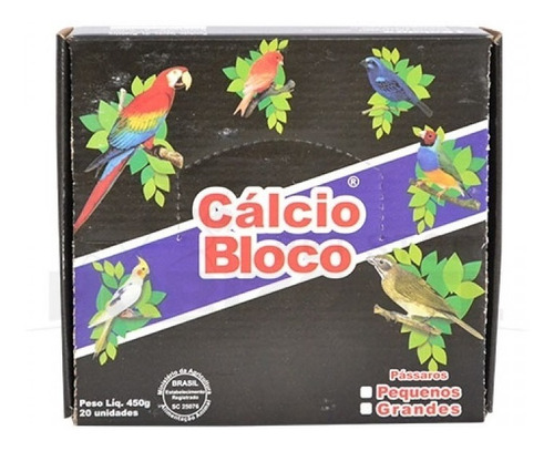 Calcio Pedra Bloco  - Caixa C/ 20 - Passaros Diversos
