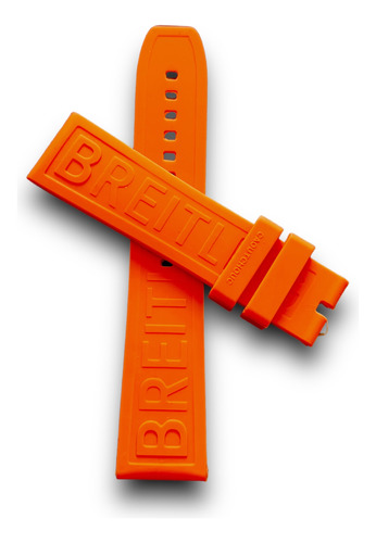 Correa De Caucho Para Reloj Breitling 23mm Color Naranja 