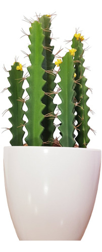 Cactus C/flores Artificial Con Maceta X 1- Decoración-37 Cm
