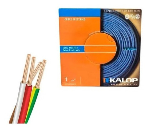 Cable Unipolar Kalop Normalizado 1mm C5 X2 Rollos Colores