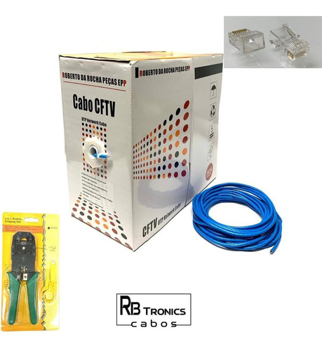 Cabo 150m Rb Tronics Cat6 +30 Conector Rj45+ Alicate Crimpar